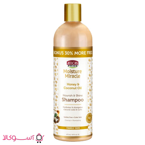 شامپو افریکن پراید مدل miracle honey & coconut oil حجم 475 میل